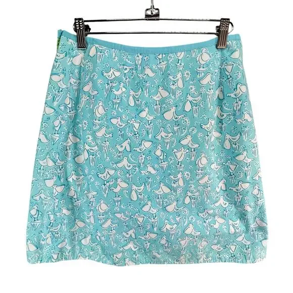 Vintage Lilly Pulitzer Reversible Wrap Skirt 6 Green Blue Low Tide Ocean Beach